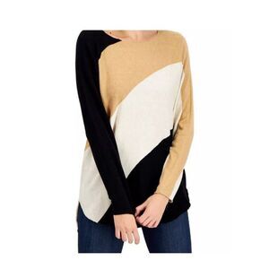 INC International Concepts Plus Size Blocked Shirttail-Hem Sweater…